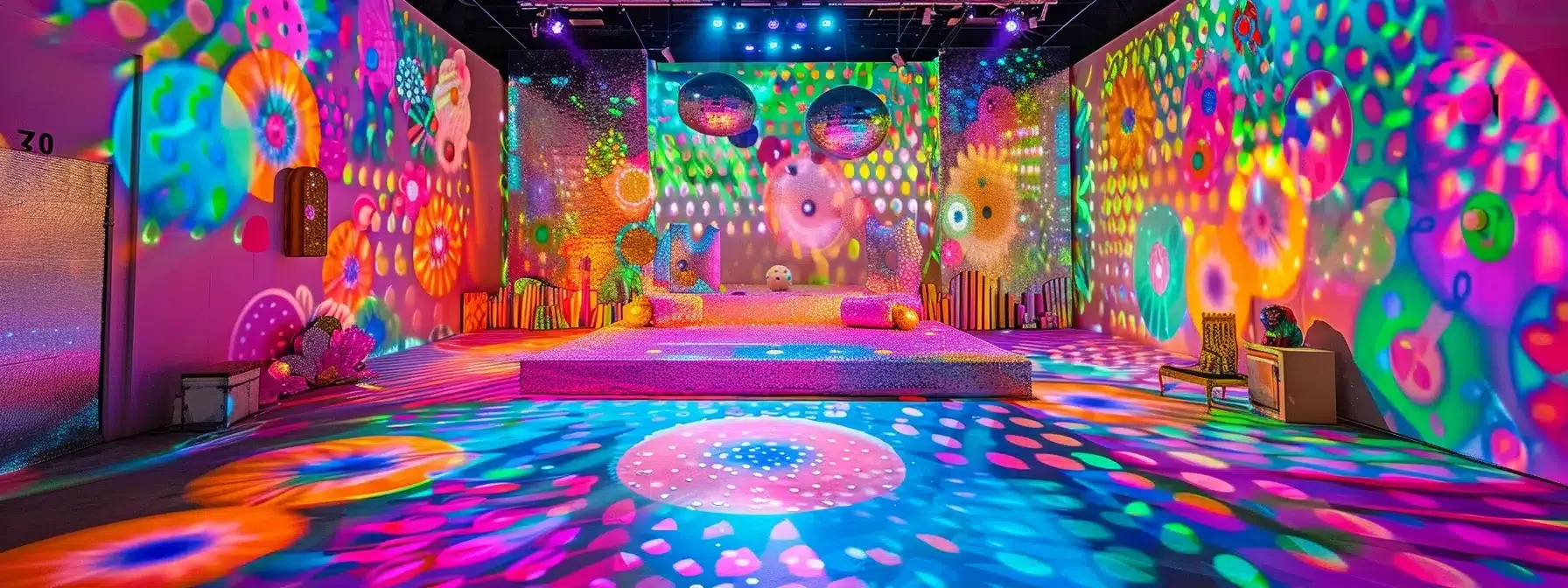 a vibrant and immersive photo booth setup, adorned with colorful props and playful backdrops, inviting guests to create unforgettable memories in a lively celebration atmosphere.