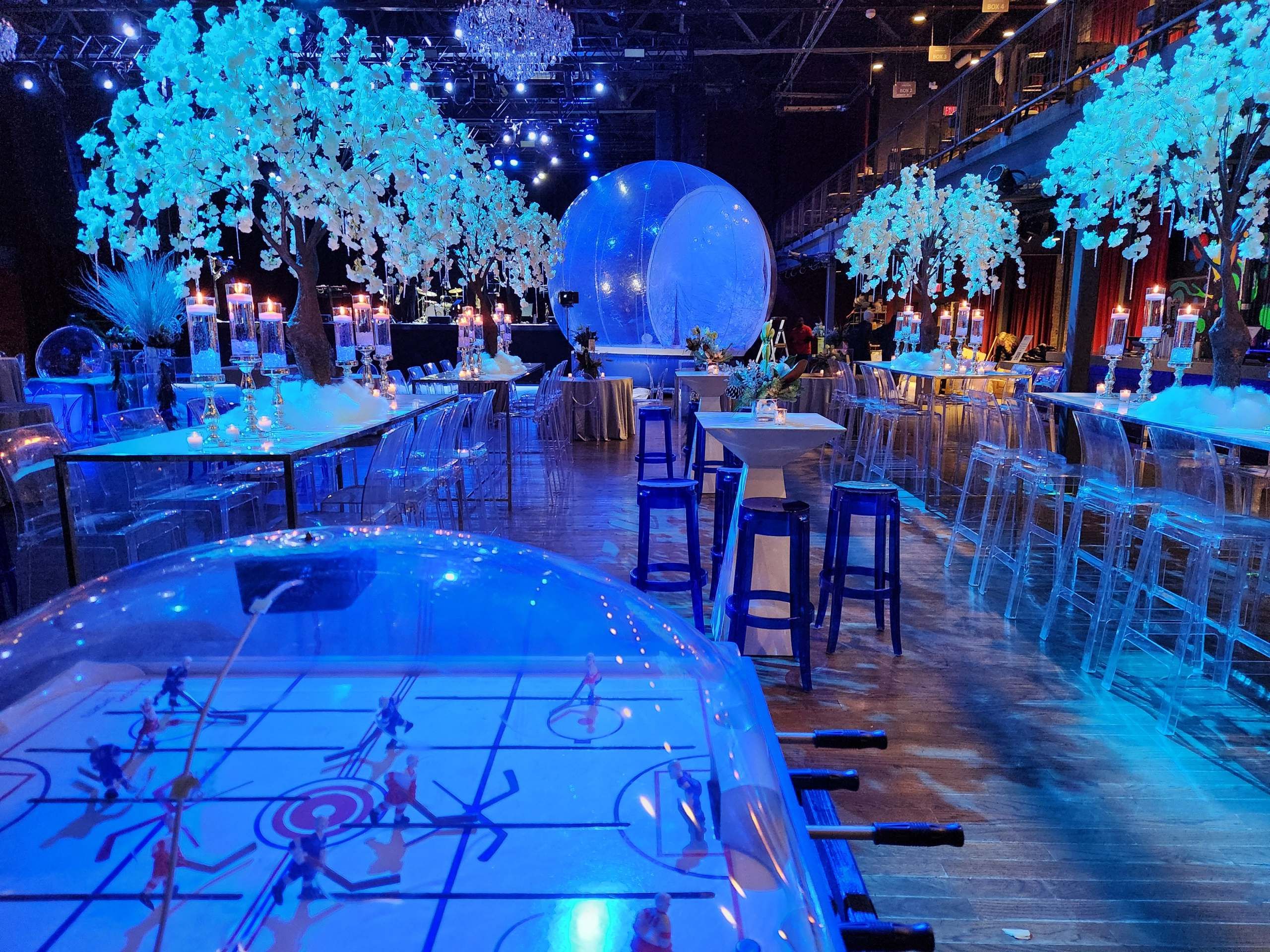 Human snow globe corporate event