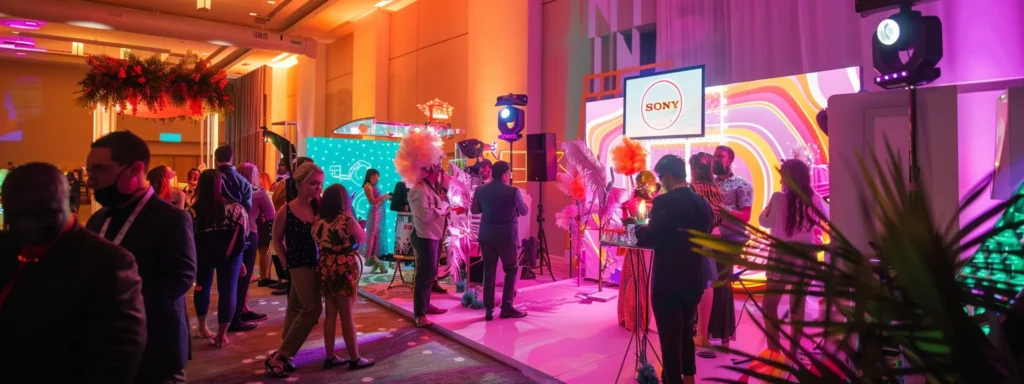 a vibrant photo booth setup at a lively event, adorned with colorful backdrops and cheerful props, showcasing joyful guests capturing memorable moments while emphasizing budget-friendly elegance.