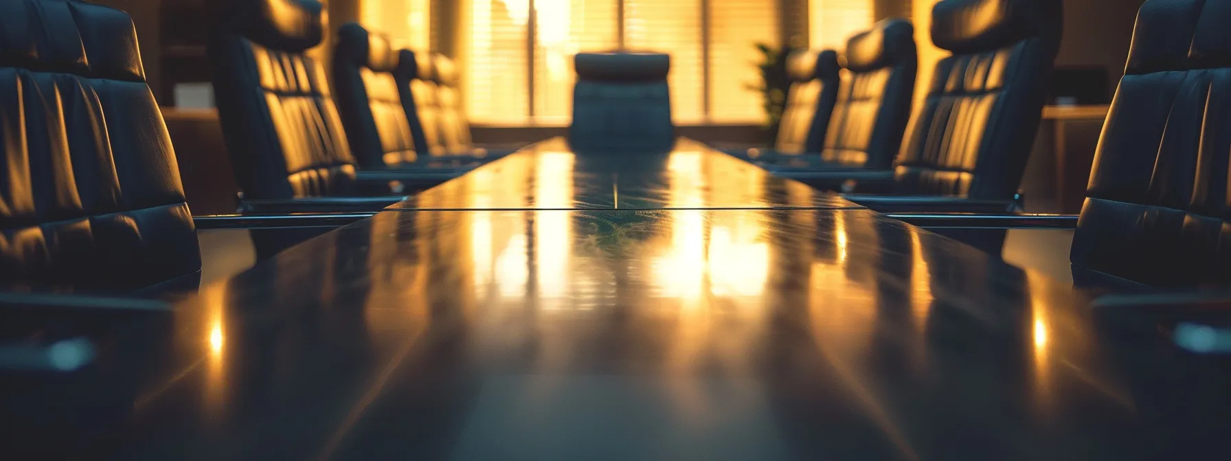 a sleek, modern office interior featuring a prominent, polished conference table surrounded by elegant chairs, illuminated by strategically placed ambient lighting, highlighting an atmosphere of productivity and collaboration.
