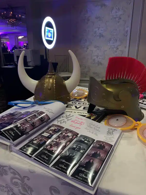 Interactive scrapbook created by photo booth guests