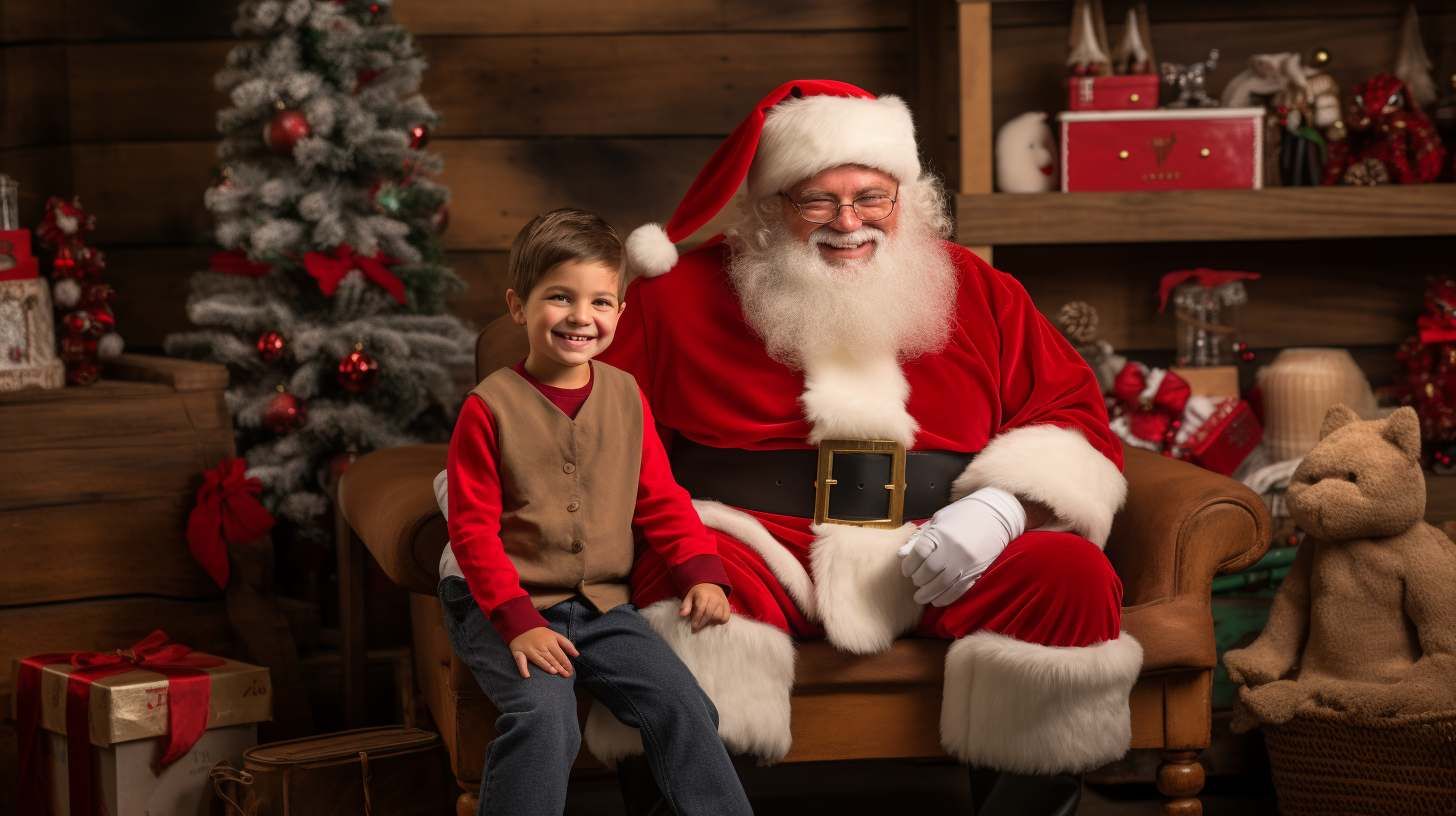 tomrzaca human looking santa sitting with a happy child Santas 7544bfbf dccc 4d4b b16e af42acebd14e f8f6e973